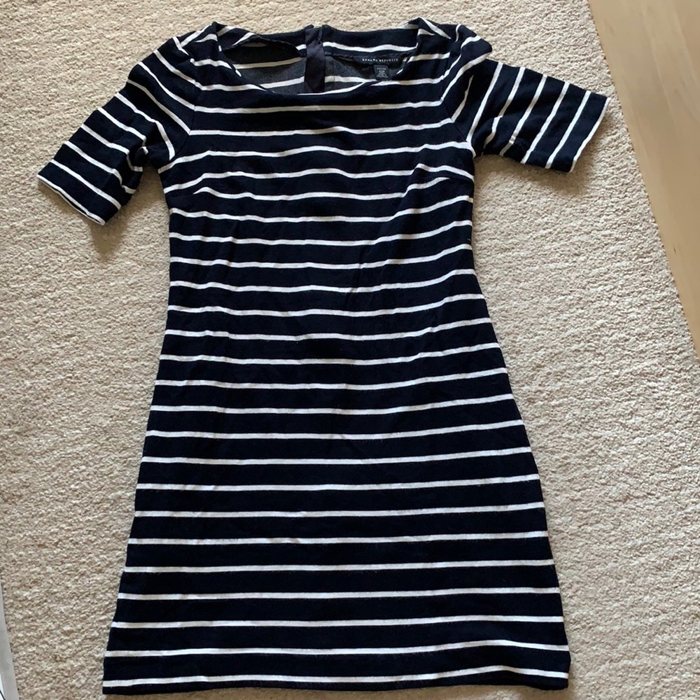 navy & white striped dress